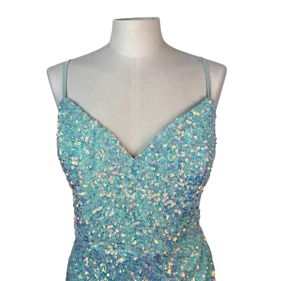 Alyce Paris Women’s Blue Sequin Opal Mini Dress size 16 - Picture 7 of 12
